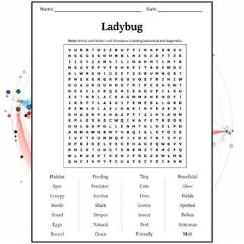 Ladybug Word Search Puzzle Worksheet Activity by Word Search Corner