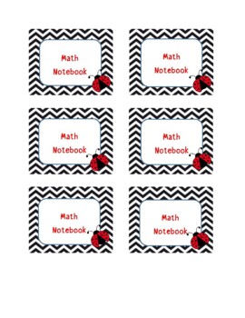 ladybug chevron name labels reading and math book labels by sweetiee