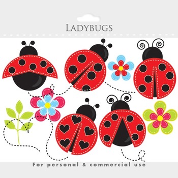 Preview of Ladybug clipart - stitched ladybugs clip art, lady bugs, cute, whimsical bugs