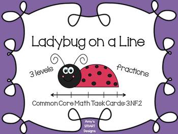Ladybug on a Line Fraction Task Cards by Amy's Smart Designs | TpT