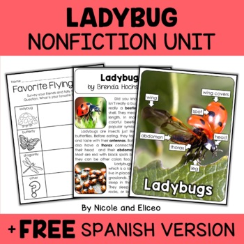 Preview of Ladybug Activities Nonfiction Unit + FREE Spanish