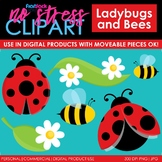 Ladybugs Bees Clip Art (Digital Use Ok!)