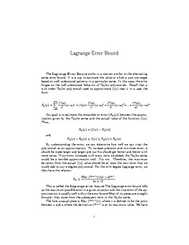 Preview of Lagrange Error Bound