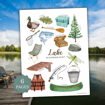 Lake Scavenger Hunt For Kids, Summer Kids Activity, Party Game 