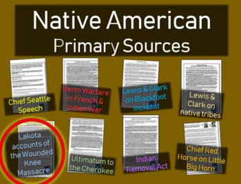 Preview of Lakota Accounts of Wounded Knee - Native American Primary Source with guiding Qs