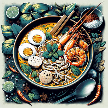 Preview of Laksa Noodles - Noodles Illustration
