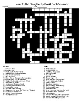 Preview of Lamb To The Slaughter by Roald Dahl Crossword&Word Search w/KEYS