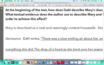 Preview of Lamb to the Slaughter Constructed Response Questions and Model Answers