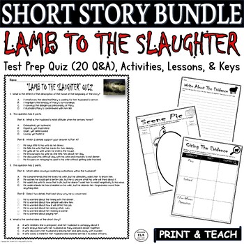Preview of Lamb to the Slaughter Quiz Questions Activities BUNDLE Worksheets Roald Dahl PDF