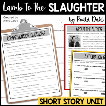 Preview of Lamb to the Slaughter by Roald Dahl Short Story Unit | Middle School ELA