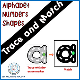 Alphabet Numbers and Shape Task Cards (preschool pre-k  sp