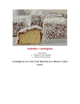 Preview of Lamingtons Cooking Activity Pre-K Elementary Visual Recipe Reggio Montessori 