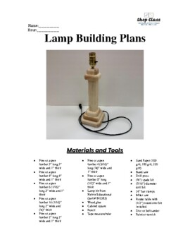Preview of Lamp Building Plans Middle School