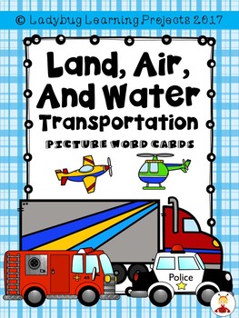 land air and water transportation vocabulary word cards