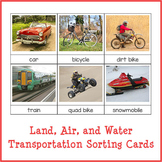 Land, Air, and Water Transportation Sorting Cards