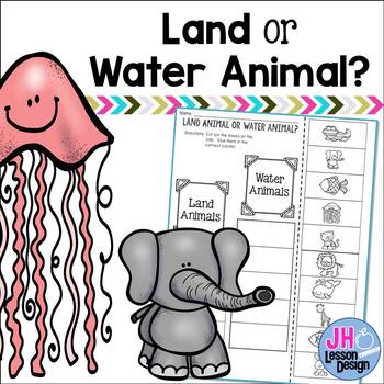 Preview of Land Animal or Water Animal? Cut and Paste Sorting Activity