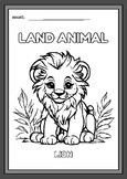 Land Animals Coloring Pages Activity Worksheet in Black an