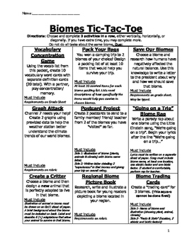 Preview of Land Biomes Tic-Tac-Toe Choice Board: 9 Supplemental Activities