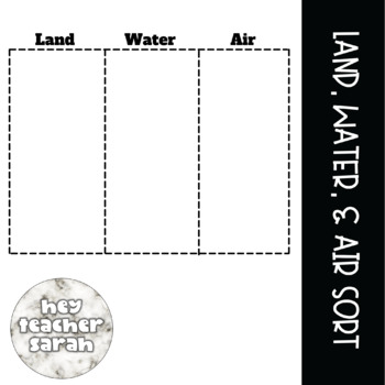 Preview of Land, Water, & Air Sort