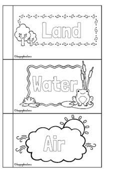 Preview of Land, Water, Air Sorting Booklet - Animals / Transportation