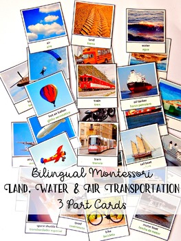 Preview of Bilingual Land Water Air Transportation English-Spanish