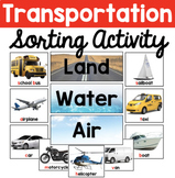 Land Water Air Transportation Sorting Activity Cards