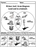 Land and Sea Animals Picture Sort Graph Activity - Aligned