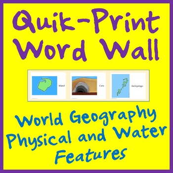 Preview of Land and Water Features Word Wall (Physical Geography, Land Forms, Earth Day)