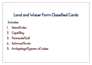 Preview of Land and Water Form Classified Cards