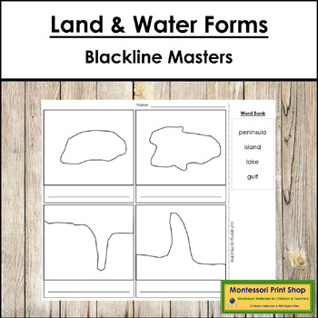 Preview of Simple Land and Water Forms Blackline Masters - Montessori