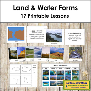 Preview of Land and Water Forms Bundle - Montessori
