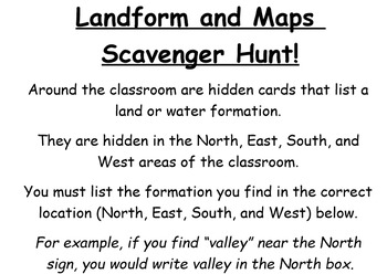 Preview of ACTIVITY: Land-form & Maps Scavenger Hunt