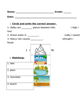 Preview of Land-forms Our Earth Quiz