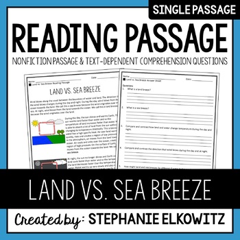 Preview of Land vs. Sea Breeze Reading Passage | Printable & Digital