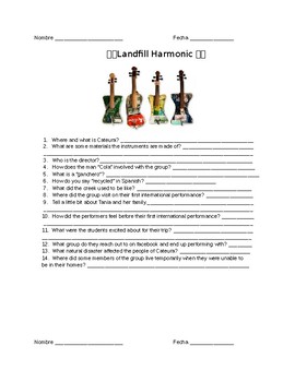 Preview of Landfill Harmonic Movie Questions with key