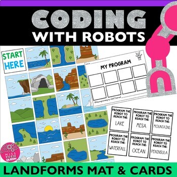 Preview of Beebot Robot Activities Landforms Science Geography Coding Mats Low prep Code