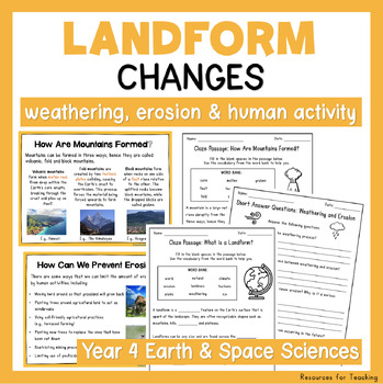 Preview of Landform Changes - Weathering, Erosion and Human Activity Slides and Worksheets