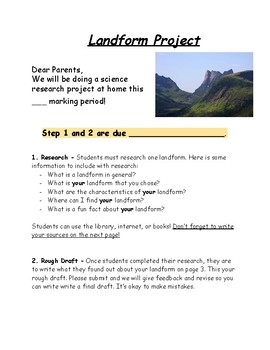 Preview of Landform Project (Research, Writing, Presentation)