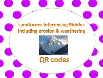 Preview of Landform QR code inferencing riddles (2-4) Common Core