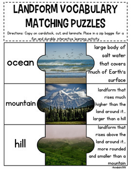 landform vocabulary matching puzzles by little smarticle particles