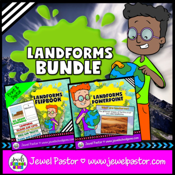 Preview of Landscapes and Landforms Activities BUNDLE | Flip Book & PowerPoint with Quiz