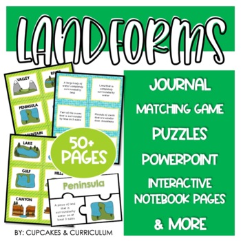 Preview of Landform Activities with Landform Worksheets for Landforms and Bodies of Water