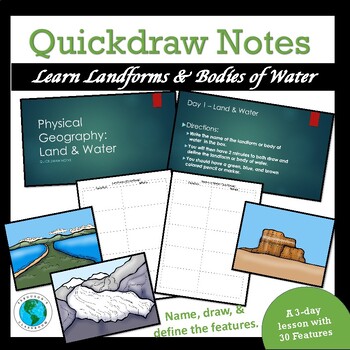 Preview of Landforms & Bodies of Water - Quickdraw Notes