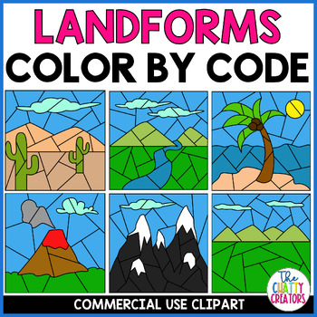 Scenic Landforms Clip Art Collection- Color/Blackline-Commercial Use Images