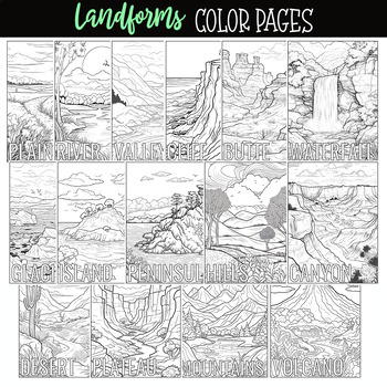 landforms coloring pages for kids