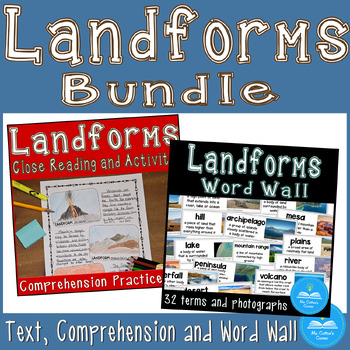 Preview of Landforms Comprehension Passage, Activity, and Vocabulary Word Wall
