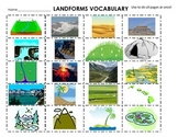 Landforms Cut & Paste Definitions, flash cards, 20 words, centers