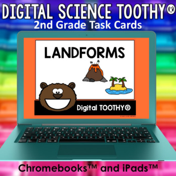 Preview of Landforms Digital Science Toothy ® Task Cards | Distance Learning Games