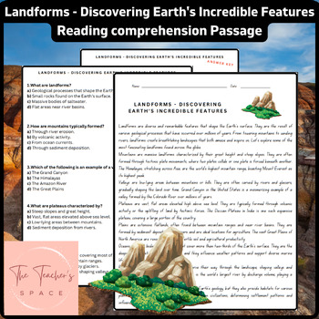 Preview of Landforms - Discovering Earth's Incredible Features Reading Comprehension Pass..