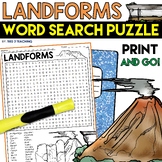 Landforms Earth Science Word Search Puzzle Worksheet Word 